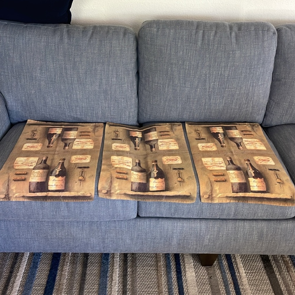 Vintage Wine Print Hand Towels